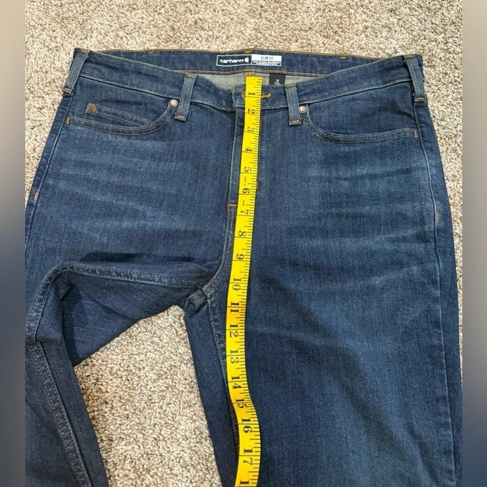 CARHARTT Women's Dark Blue Slim Fit Tapered Jeans 14S Rugged‎ Flex